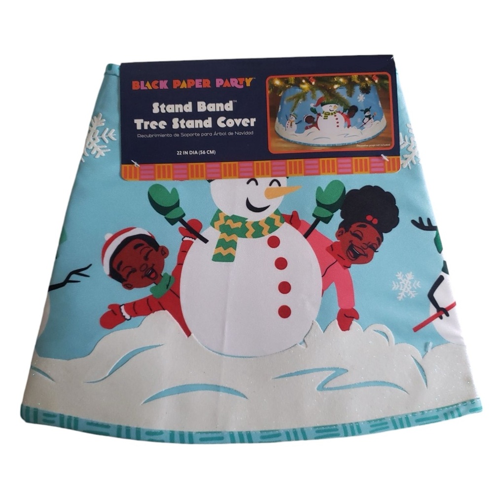 Black Paper Party Christmas Tree Stand Band™, Snow Fun, 22" L x 11" W